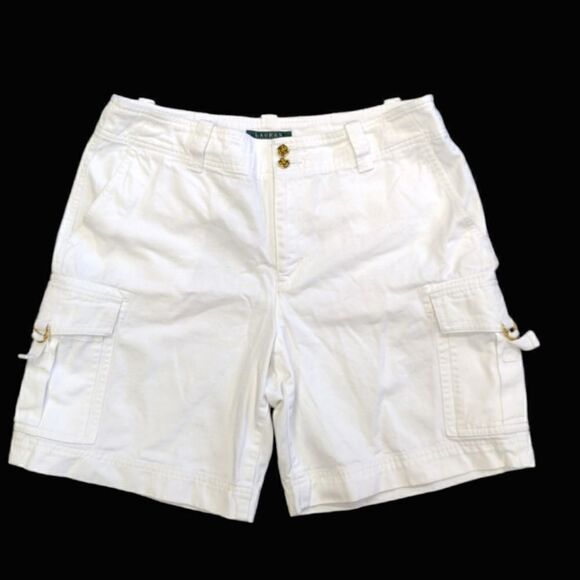 RALPH LAUREN OLD MONEY WHITE HIGH WAIST COTTON SHORTS SIZE 10 - Picture 1 of 7